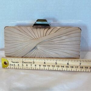 Sondra Roberts Gold 'Twist Pleat' Satin Clutch Evening, Luxury, Holiday, Event
